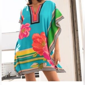 Trina Turk Theodora Silk Floral Print Kaftan XS/S